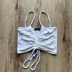 Women's White tie up halter crop top Size Medium